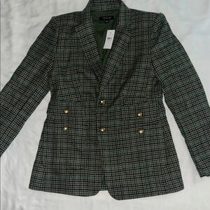 Ann Taylor Green Plaid Wool Blend Coat